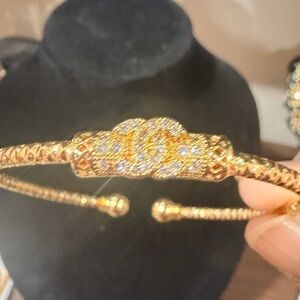 Gold Tone Pave Crystal Cuff Bracelet